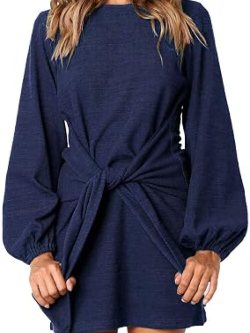 ✨ R.Vivimos Tie Waist Sweater Mini Dress | Navy Blue | Size M